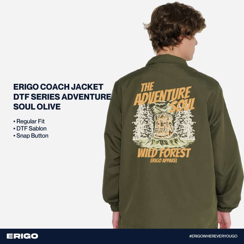 Promo Erigo Coach Jacket Graphic Adventure Soul Olive Diskon 64 Di