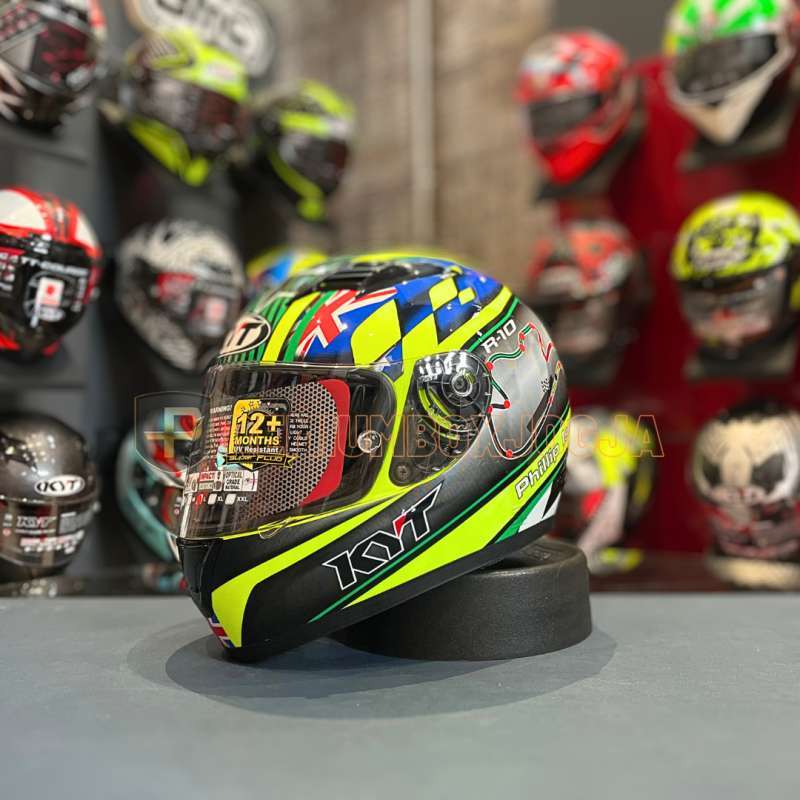 Jual KYT R10 Flat Visor Philip Island Helm Full Face - M Yellow Fluo di ...