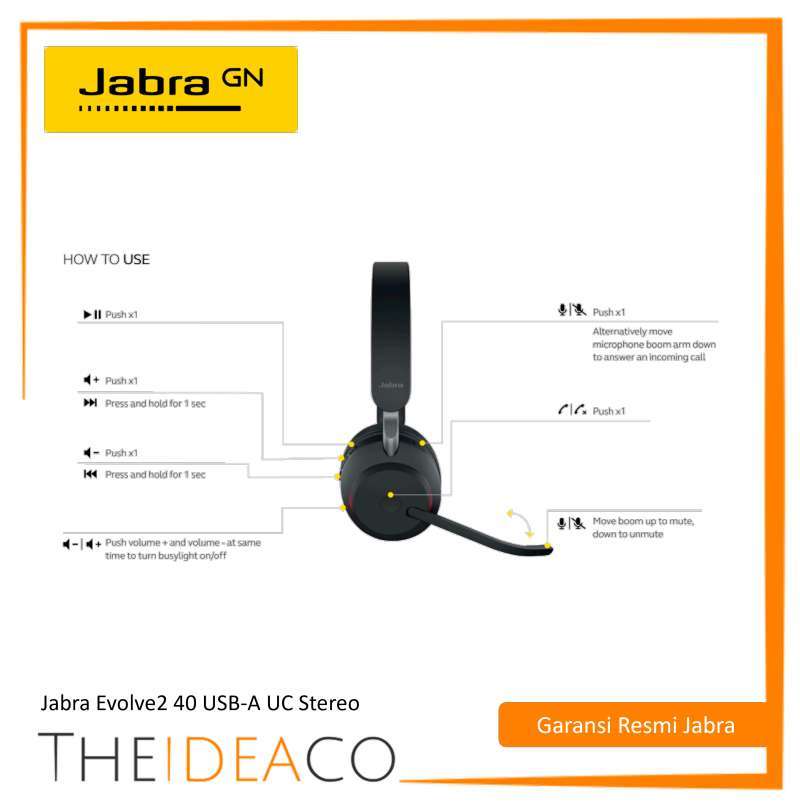 Jual Jabra Evolve2 40 Usb-a Uc Stereo Headset (24089-989-999) Di