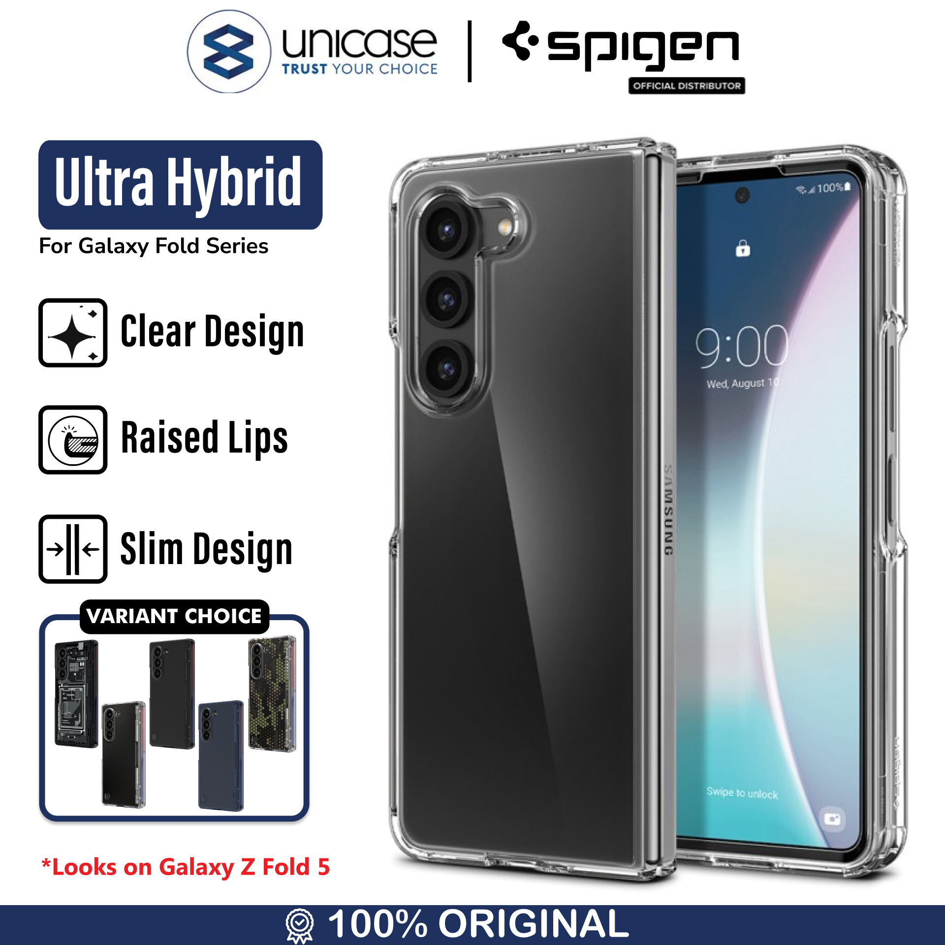 Spigen Galaxy Z Fold 5 Case Ultra Hybrid - Crystal Clear ACS06221