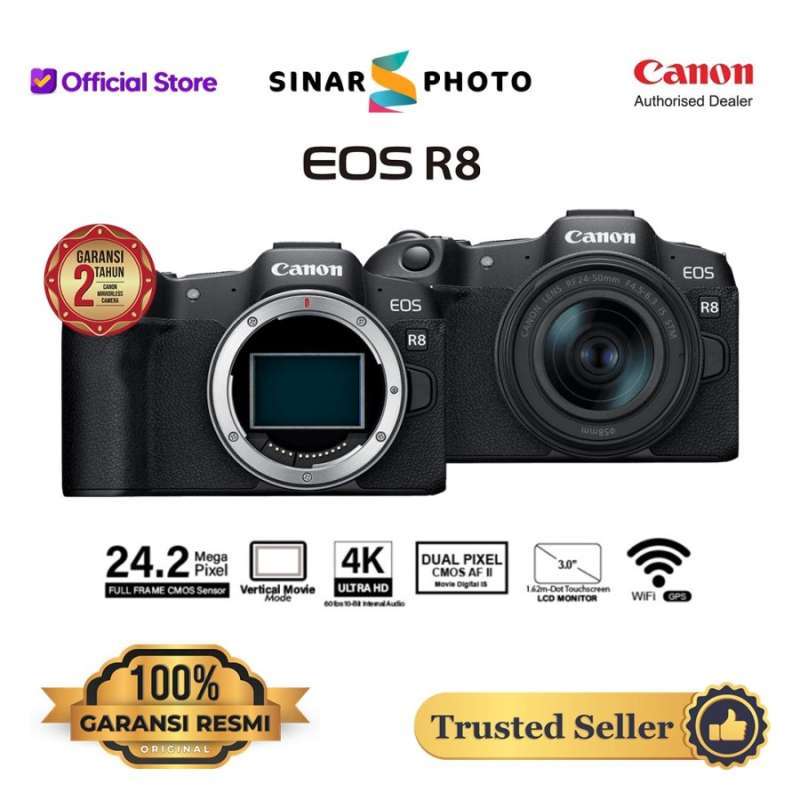 Canon EOS R8 Body Only Mirrorless Camera Garansi Resmi