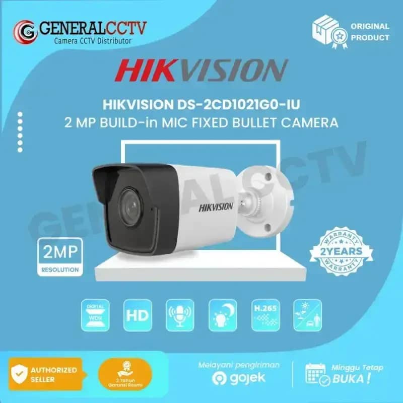 Promo Hikvision Ds-2cd1021g0-iu 2mp Fixed Bullet Network Camera