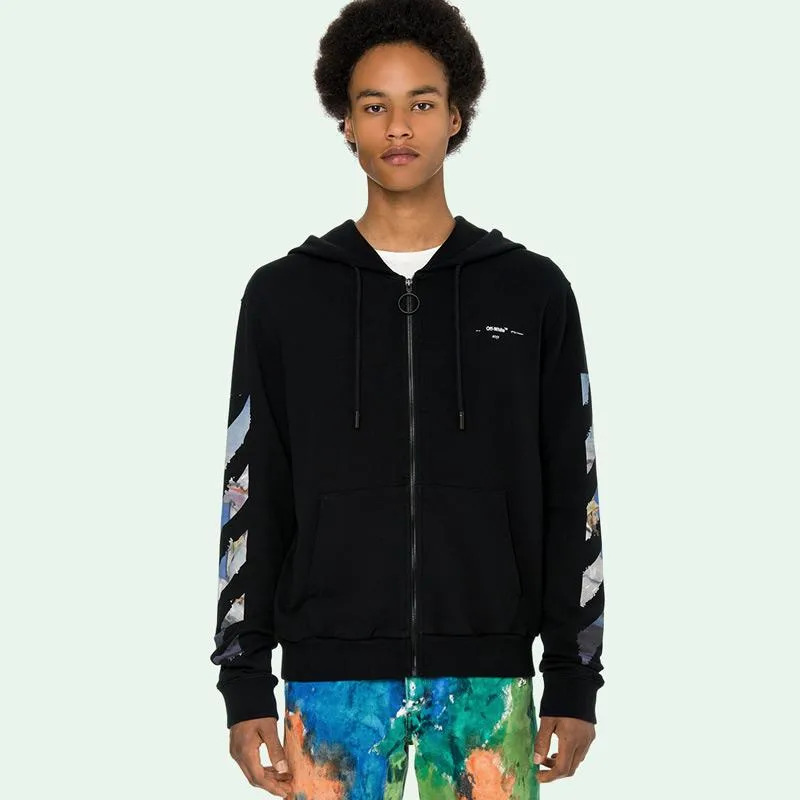Off White Diag Multicolor Zipped Jaket Hoodie Pria