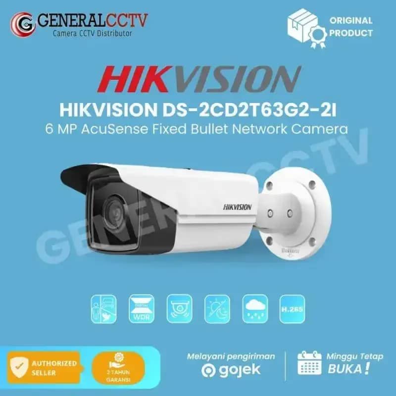 Jual Hikvision Ds-2cd2t63g2-2i 6mp Acusense Fixed Bullet Network