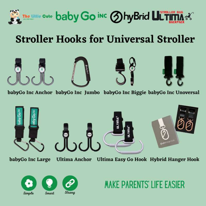 BabyGO Inc Hybrid Ultima Easy Go Hooks Anchor Biggie Jumbo Large Universal  Stroller Hooks Gantungan Stroller