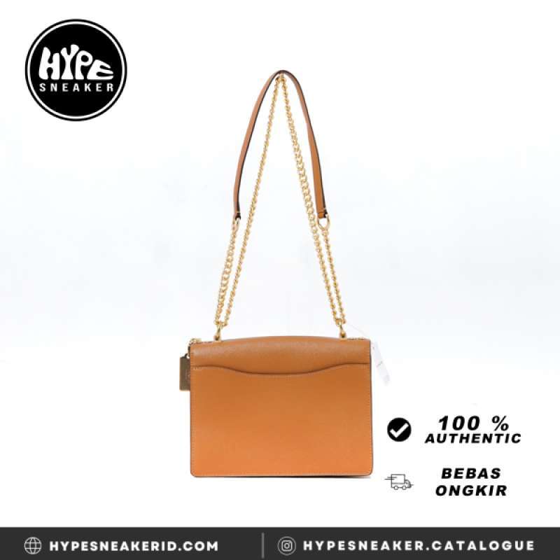 Tas COACH KLARE MONOGRAM BEIGE CAMEL FLAP CHAIN SHOULDER BAG 100 ORIGINAL