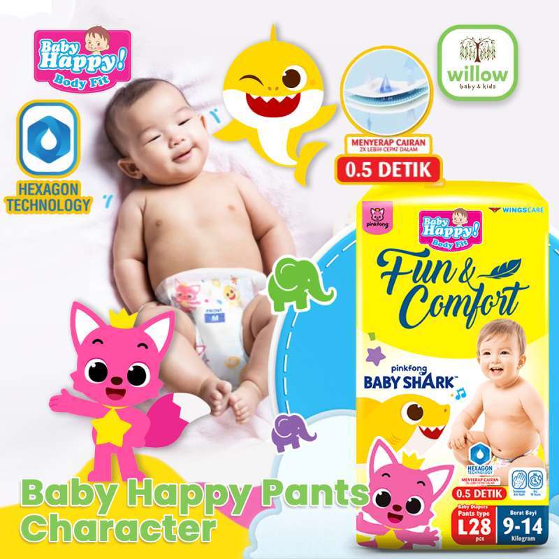 Jual Popok Bayi Baby Happy Pants Character L-28 Di Seller