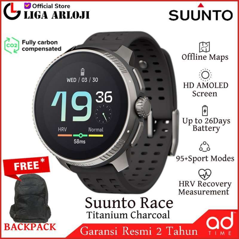 Suunto Race Titanium Charcoal SS050932000 AMOLED Jam Tangan Smart Watch 49mm