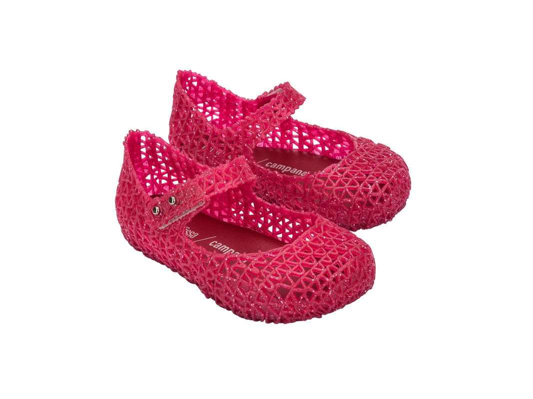 Mini Melissa FW24 Campana Papel Bb Red Glitter/Silver Sepatu Anak Perempuan  (32995AZ2770)