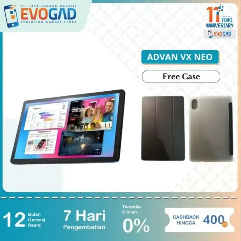 ADVAN TAB VX NEO Tablet Android 14 dengan Layar IPS 10.1, Penyimpanan 128GB dan Baterai 6200mAh, cocok untuk Gaming dan Produktivitas Harian