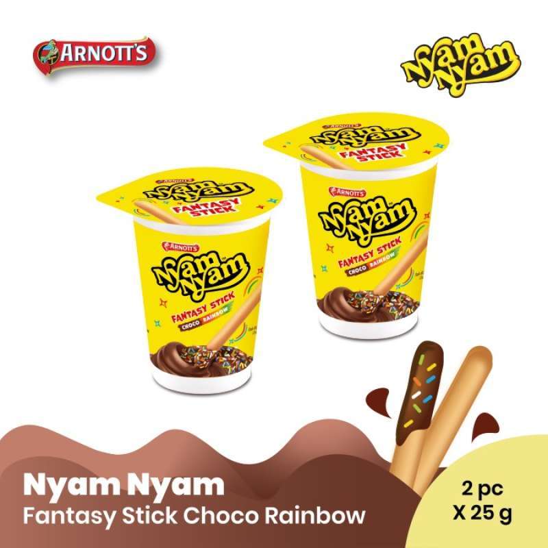 Jual Nyam Nyam Fantasy Stick Choco Rainbow 2x25gr Twinpack Di