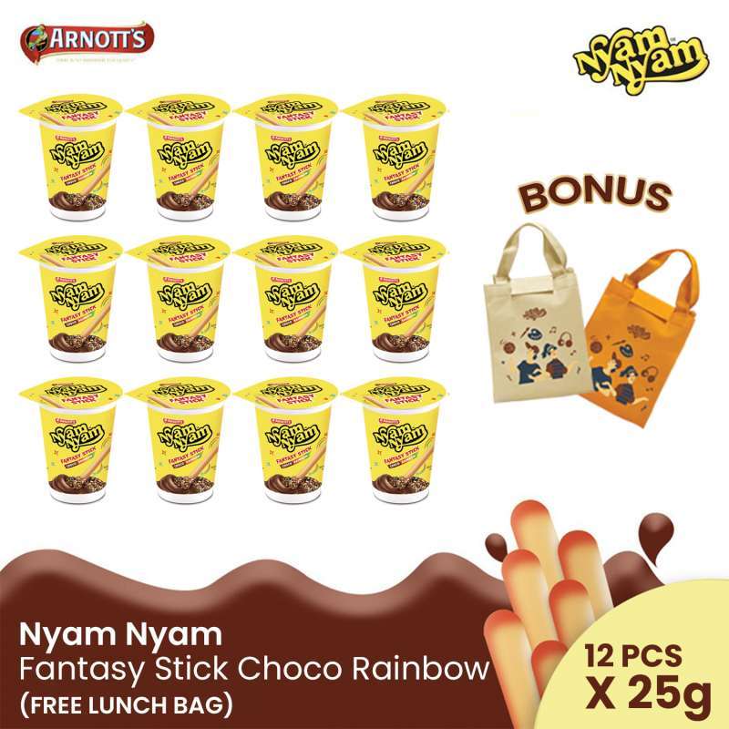 Jual Nyam Nyam Fantasy Stick Choco Rainbow Pack 12pcs (free Lunch