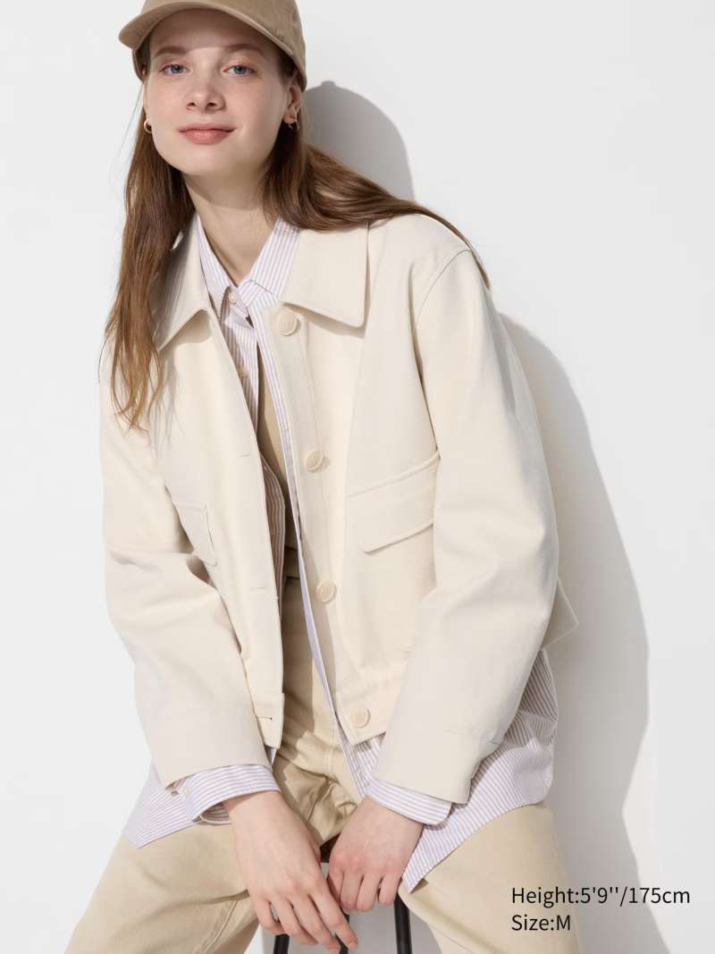 UNIQLO Jaket Rileks Jersey Relax Jacket wanita Natural