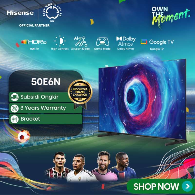 Jual Hisense 50e6n 50 Inch Google Smart 4k Uhd Tv-bezelles Design