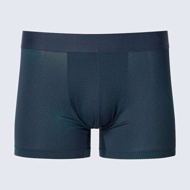UNIQLO AIRism Celana Dalam Boxer Brief Pria Pinggang Rendah Low rise Motif  Blue