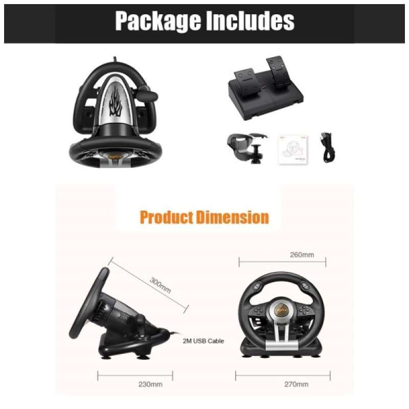 Jual Pxn V3ii Racing Game Steering Wheel With Brake Pedal For Ps3 Ps4 ...