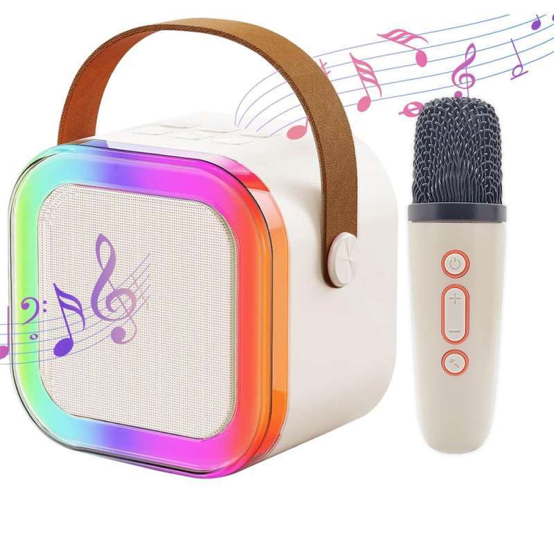 Colorful karaoke sound system speaker bluetooth dilengkapi dengan buah  mic atau buah mic K12 Mini Speaker Wireless Karaoke Speaker Portable MP3