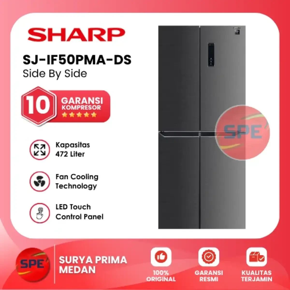 Sharp Side Jual Kulkas Sharp Side By Side Kapasitas 472 Liter Sj-if50pma-ds ...
