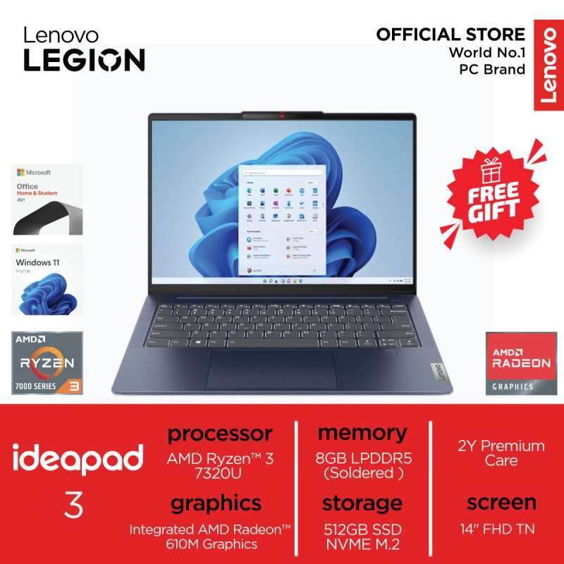 LENOVO IDEAPAD 14AMN8 6RID [AMD R3-7320U/ 8GB /512GB SSD/ FHD TN/ WIN11  /OHS]
