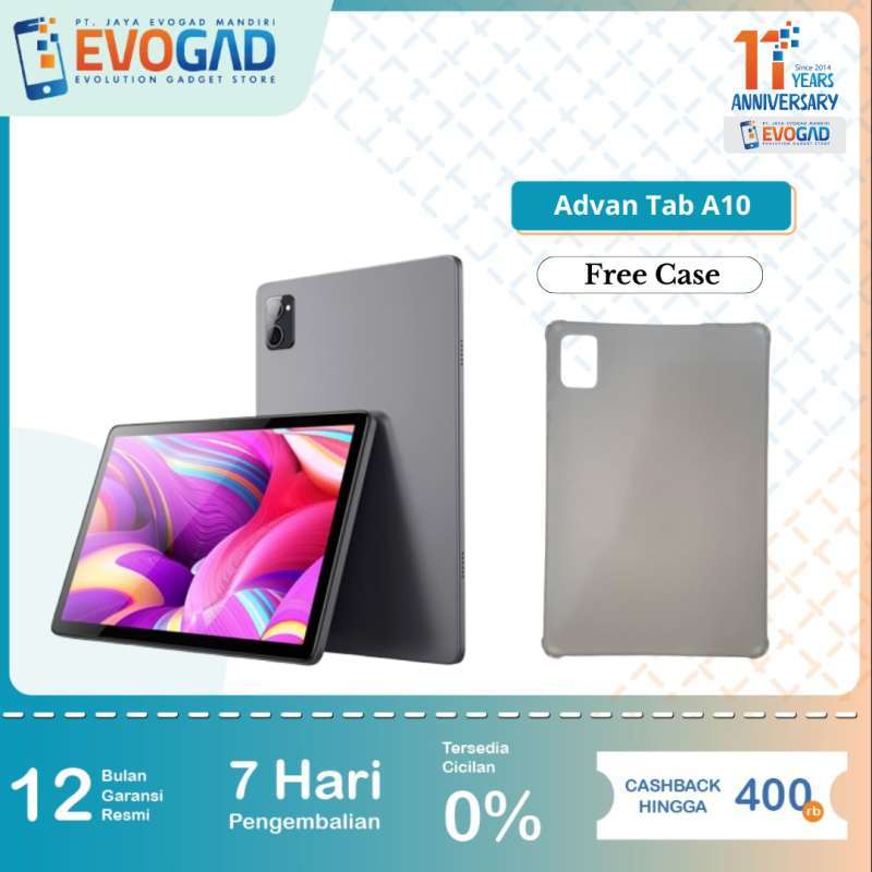ADVAN TAB A10 Wifi 10.1 IPS Tablet with Android 14, 4GB RAM, Dual Stereo Speakers, and 64GB Storage. Perfect for Gaming, Work, and Learning Sessions