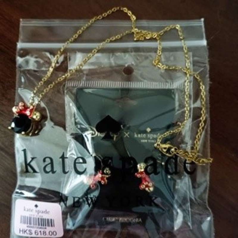 Anting Perak S925 Kate XDisney Minnie Series Black Cubic Zirconia Earrings  No Pouch