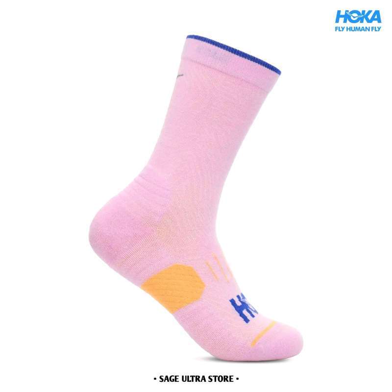 Kaos Kaki Lari Running Hoka Crew Run Sock Unisex Men Women Original Pink  Twilight L - Main Image
