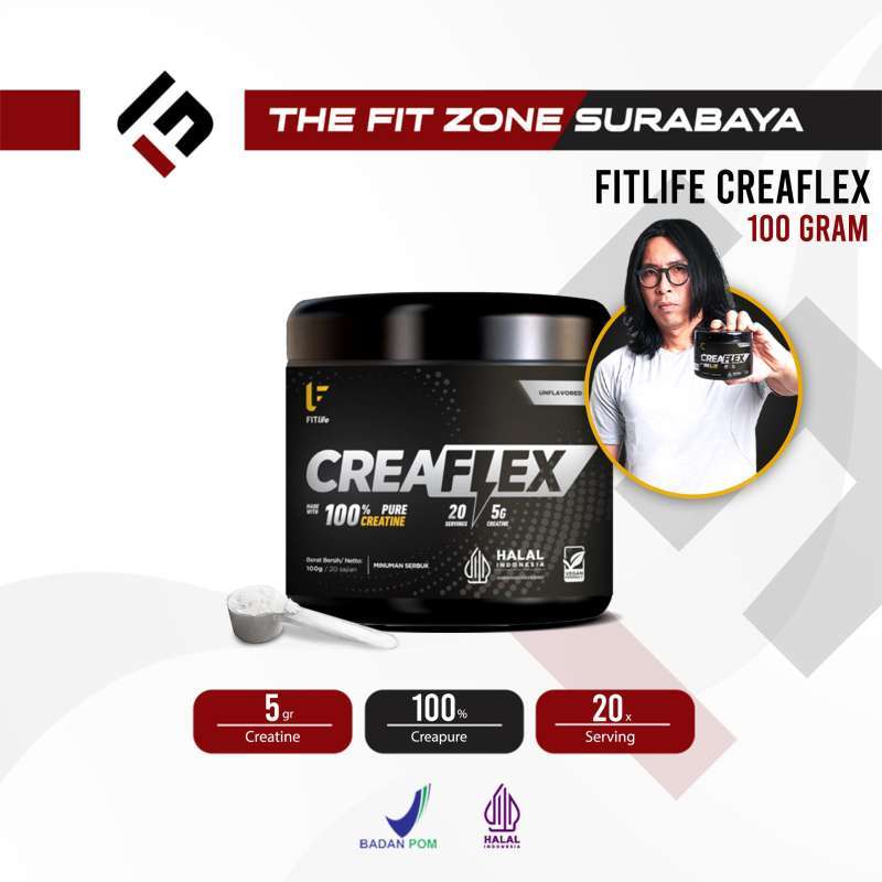 Jual Fitlife Creaflex 100 Gram 20 Servings Creatine Monohydrate, Rasa ...