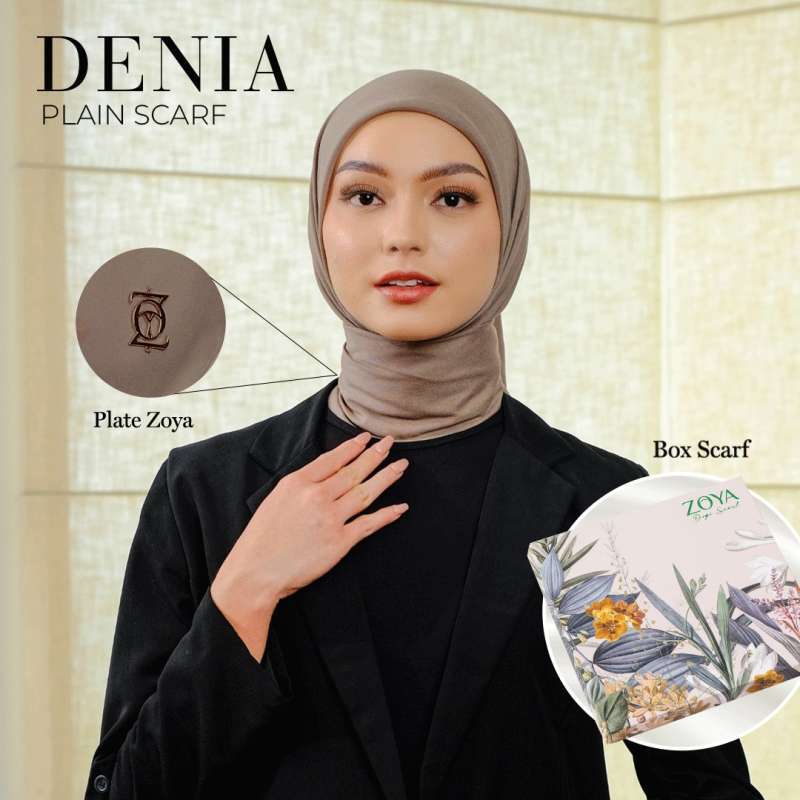 Zoya DENIA Plain Scarf Exclusive - Kerudung Hijab Segiempat Polos With BOX - Bahan Voal - Ukuran 115x115