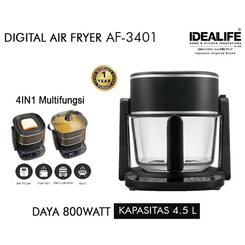 IDEALIFE Air Fryer AF-3401 Penggoreng Tanpa Minyak Kapasitas Liter