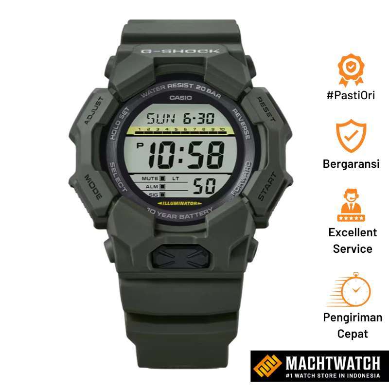 Jam Tangan Pria Casio G-Shock GD-010-3JF New Rugged Basic Digital Dial  Green Resin Band (JDM)