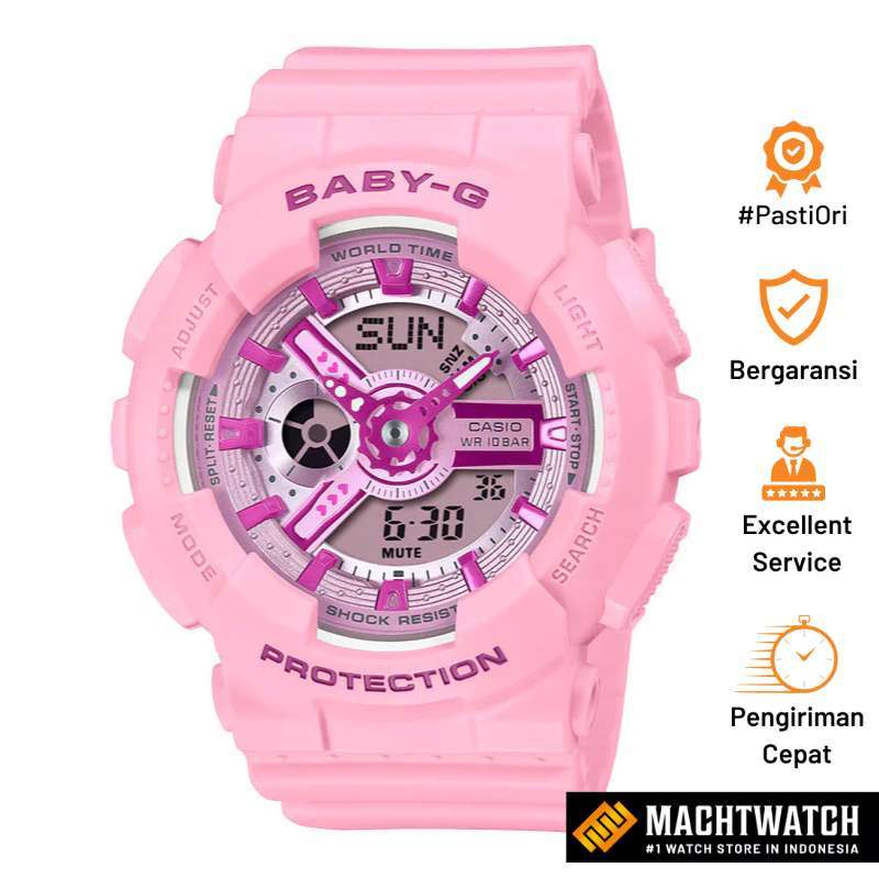 Jam Tangan Wanita Casio Baby G BA 110YK 4AJF Y2K Inspired Digital Analog Dial Pink Resin Band JDM