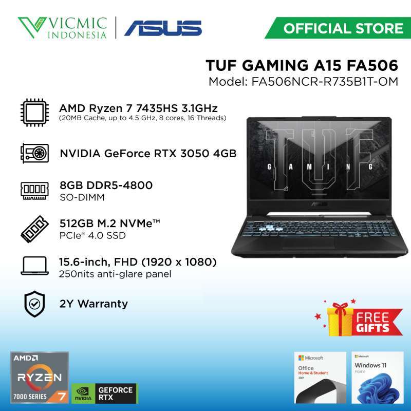 Jual Asus Tuf Gaming A15 Fa506ncr-r735b1t-om [amd R7-7435hs/ 8gb