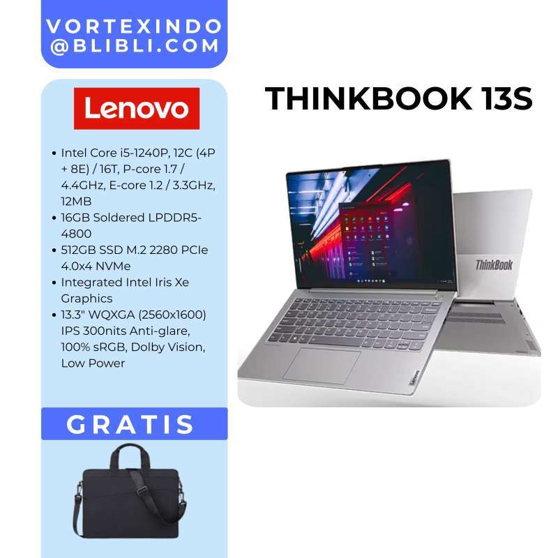 Promo Lenovo Thinkbook 13s G4 Iap Core I5-1240p 16gb 512gb 13.3
