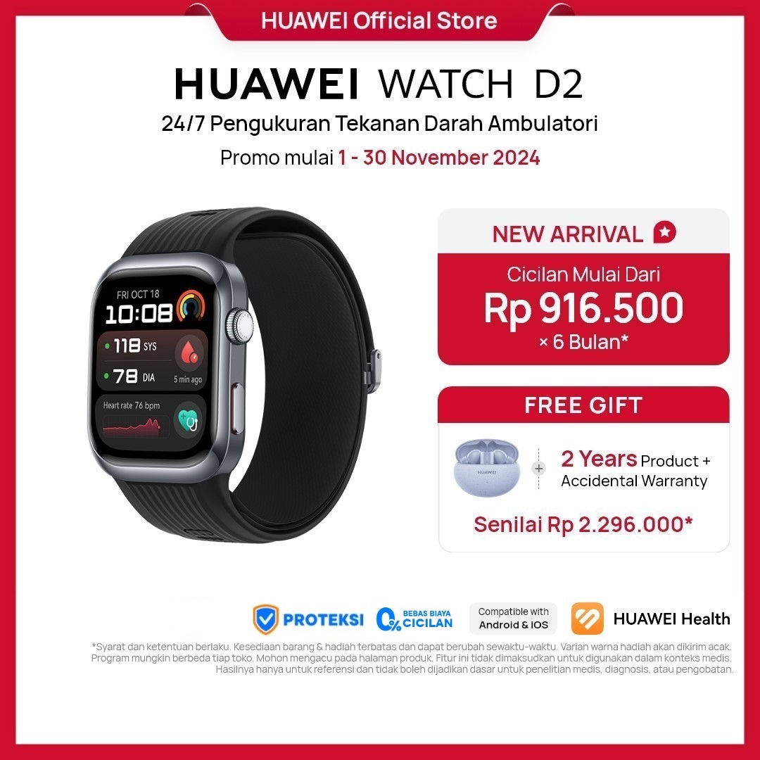 Promo [baru] Huawei Watch D2 Smartwatch | 24-hour Ambulatory Blood ...
