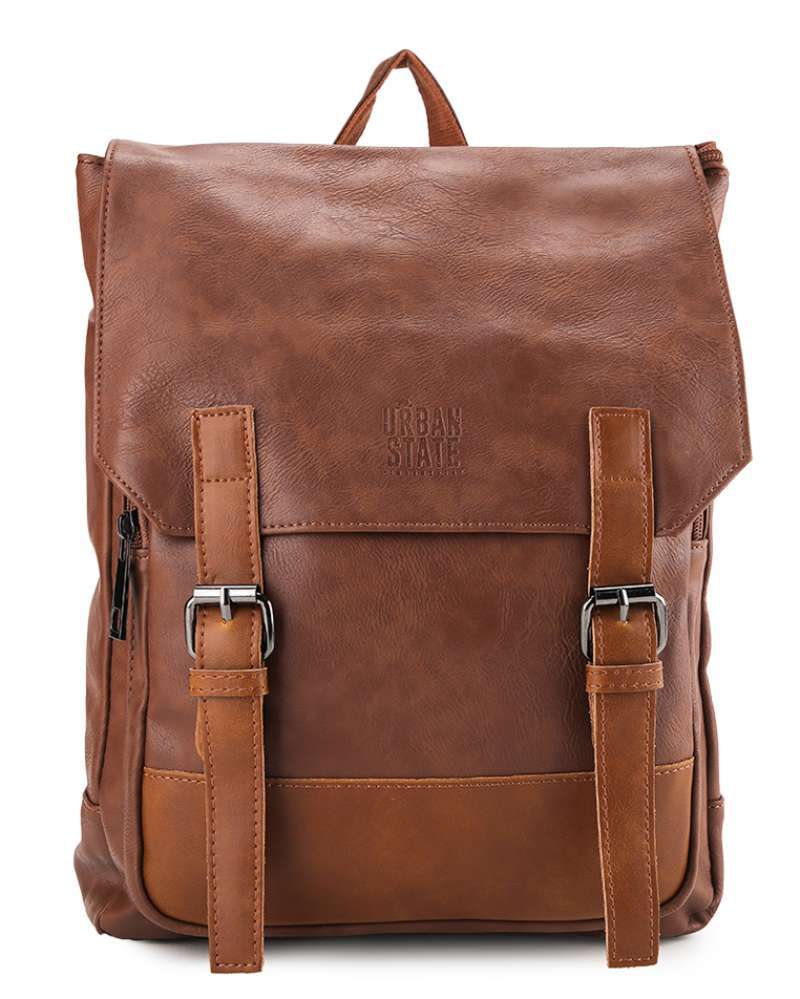 Urban State Distressed Leather Relay Backpack Camel