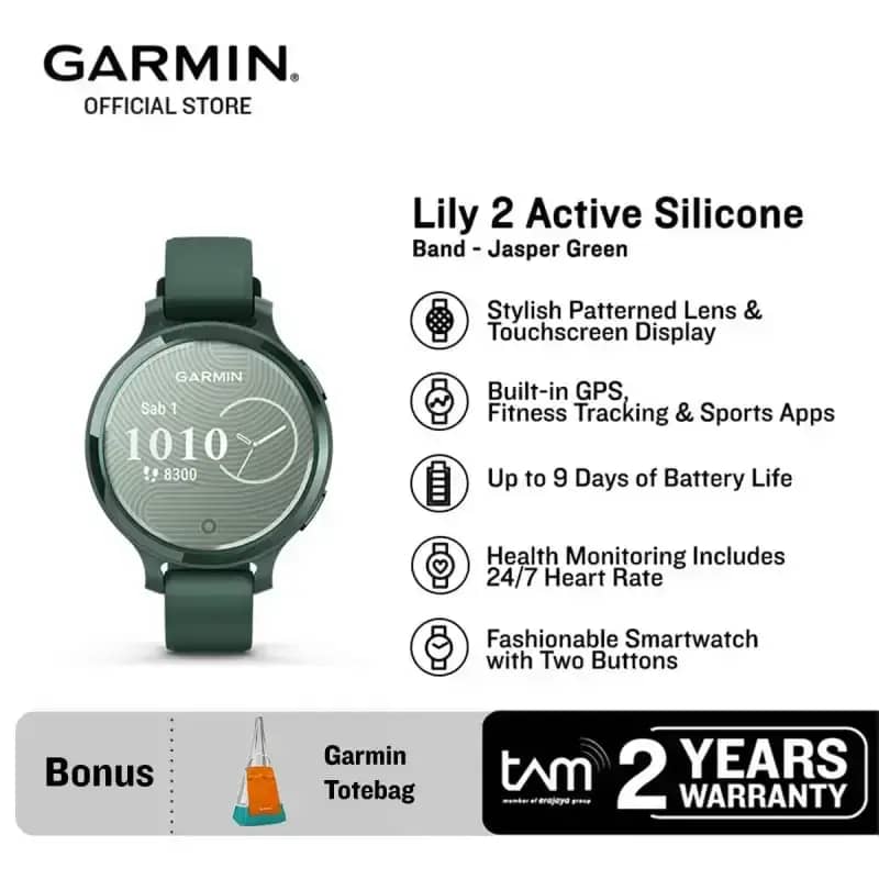 Promo Garmin Lily Active Silicone Band Jasper Green Diskon 10