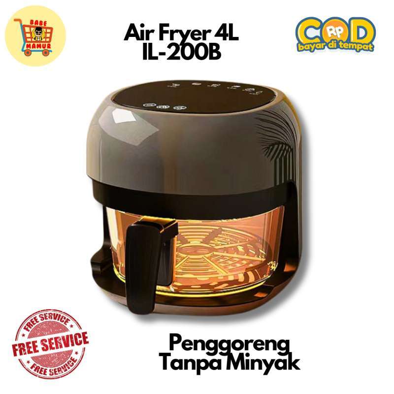 IDEALIFE Air Fryer IL-200B Penggoreng Tanpa Minyak, Kapasitas Liter,  Timer 60 Menit