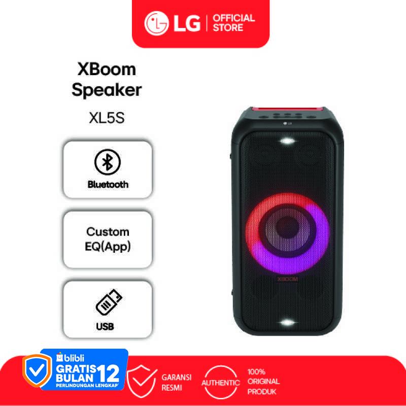 LG XBOOM XL5S: Speaker Bluetooth USB dengan Bass Dahsyat dan Pencahayaan Meriah, Waterproof IPX4. Cocok untuk Pesta dan Aktivitas Outdoor