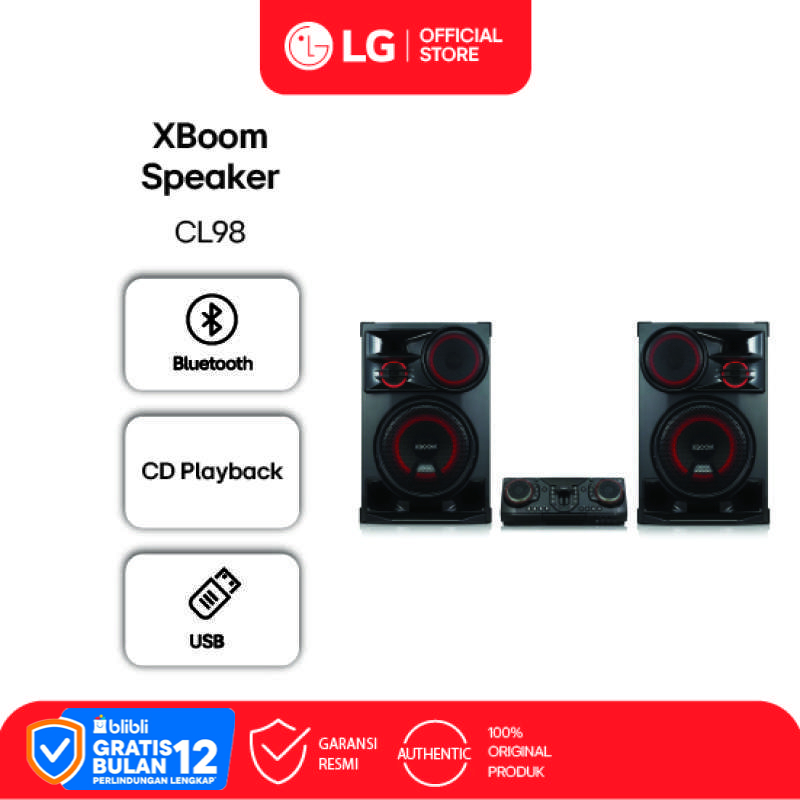 Speaker Audio LG XBOOM CL98 dengan Bluetoothu00ae, 2 USB, dan Radio FM, 3500 Watt. Cocok untuk Pesta dan Hiburan Keluarga, Dilengkapi Disco Lighting