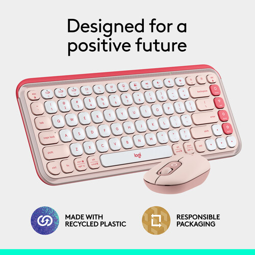 Promo Logitech Pop Icon Combo Wireless Mouse & Keyboard Rose (rose ...