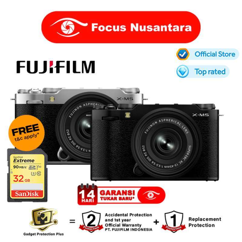 FOCUS NUSANTARA FUJIFILM X-M5 Kit XC 15-45mm Fujifilm X M5 Body Only Fuji  XM5 Kamera Mirrorless GARANSI RESMI