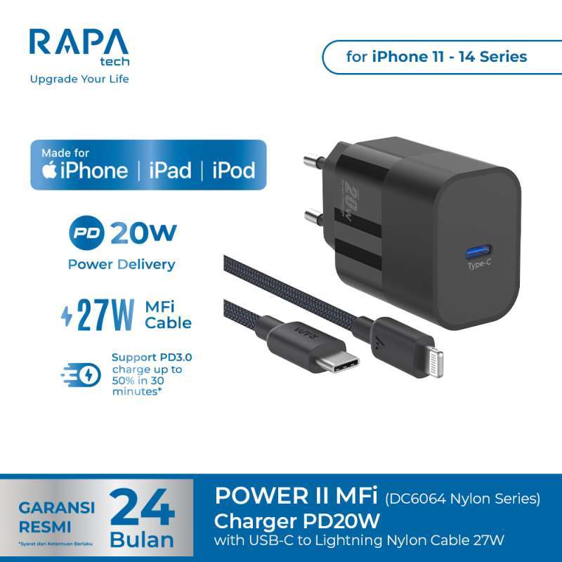 Jual Rapa Tech Power Ii Charger For iPhone 11 12 13 14 15 (pd 20w