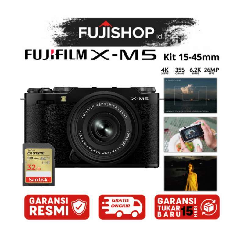 Fujifilm X-M5 XM5 Kit 15-45mm Fuji XM5 Kamera Mirrorless Garansi  Resmi