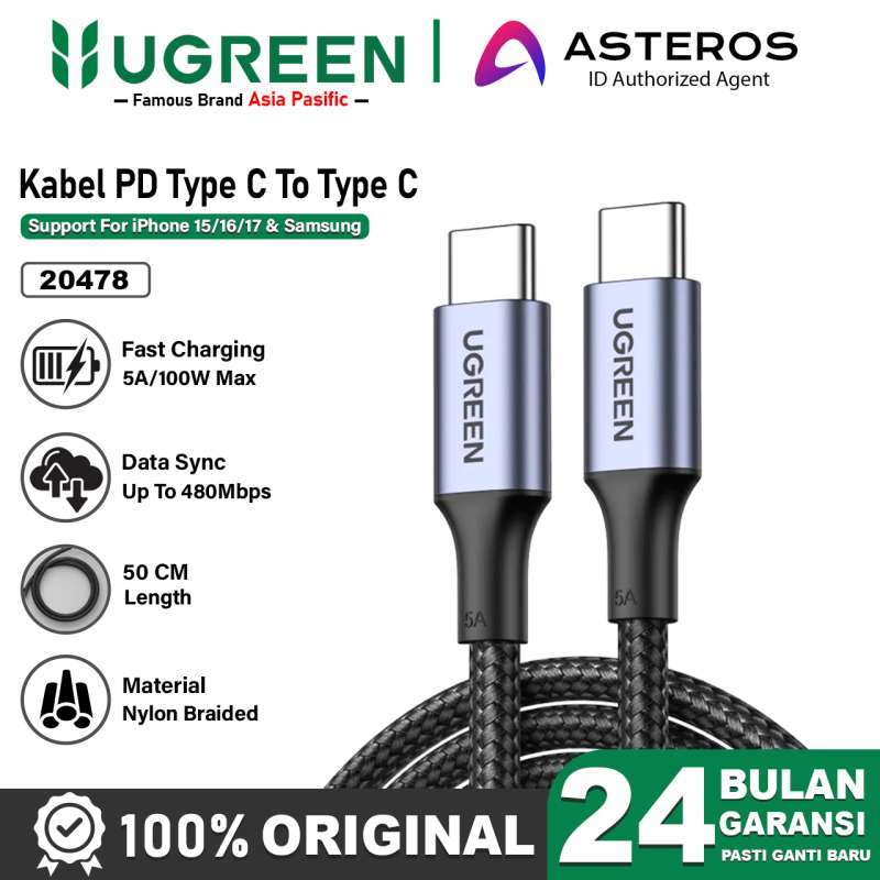 Jual Ugreen Kabel Data USB Type C To Type C Pd Fast Charging 100w Di ...