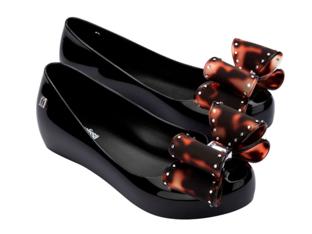 Mini Melissa SS25 Ultragirl Classic Bow Inf Black/Tortoiseshell Sepatu Anak  Perempuan (35966BC9210)
