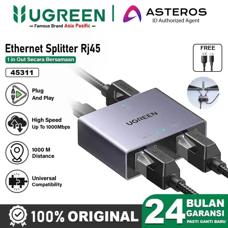 Jual Ugreen Rj45 Splitter To Ethernet Adapter Network High