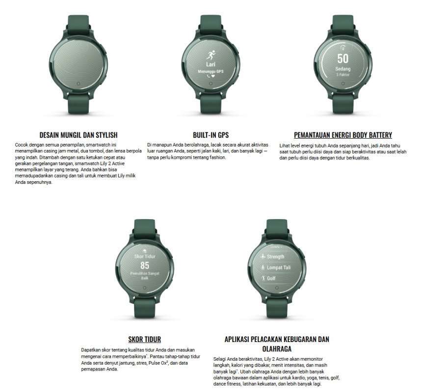 Garmin Lily Active GPS Sport Tracker Smartwatch 5ATM Waterproof Smart  watch