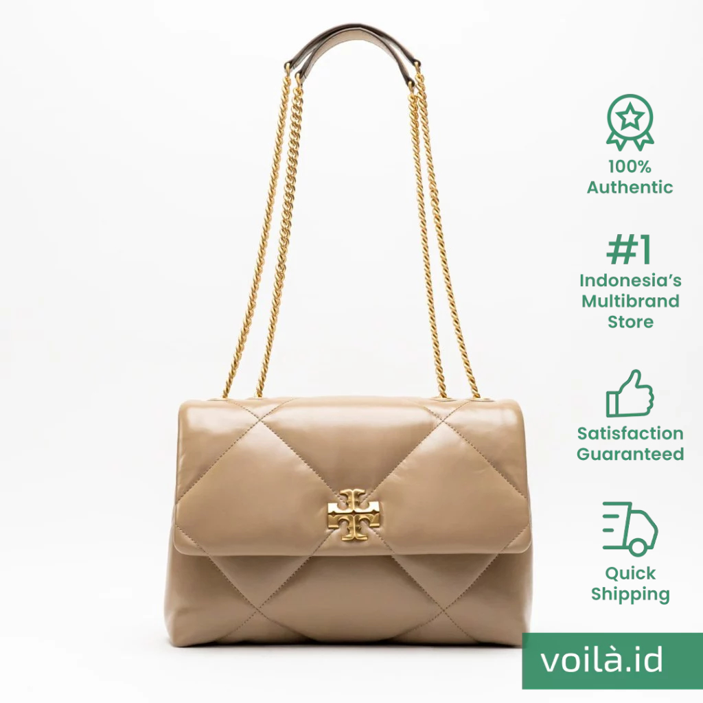 Tory Burch Kira Diamond Quilt Convertible Shoulder Bag Taupe Oak