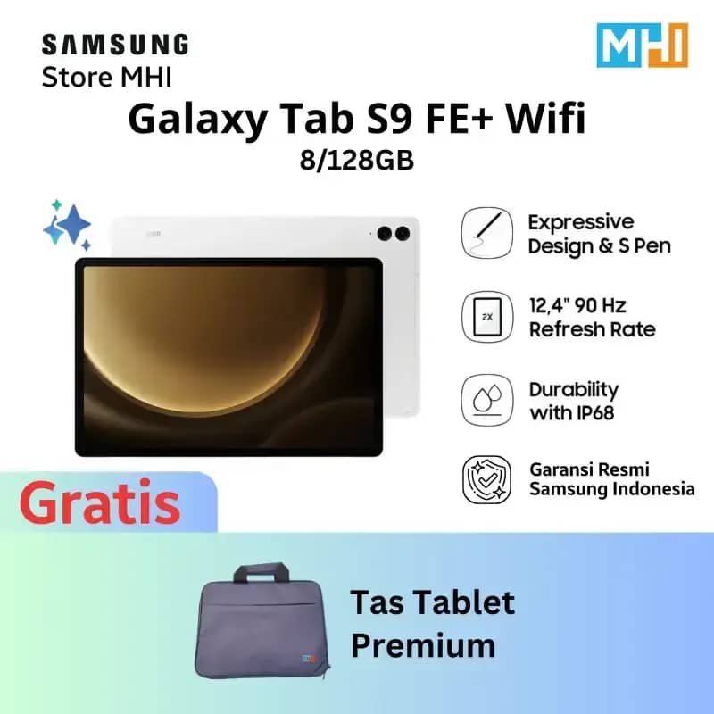 Samsung Galaxy Tab S9 FE Plus untuk Pengguna Kreatif, 8GB RAM dan S Pen, Layar 12.4 WUXGA+ dengan Resolusi Tinggi, Cocok untuk Multitasking dan Hiburan