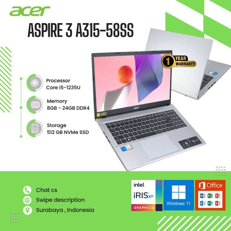 Core I5 Aspire Ddr4 LAPTOP ACER ASPIRE A315 INTEL I5 1235U RAM
